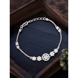 Taraash 925 Sterling Silver Floral CZ Link Bracelet for Women-picture-37