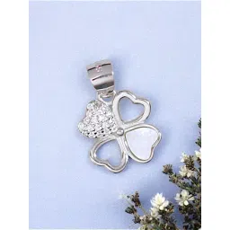 Taraash 925 Sterling Silver Four Leaf Clover Mother of Pearl CZ Pendant-picture-17