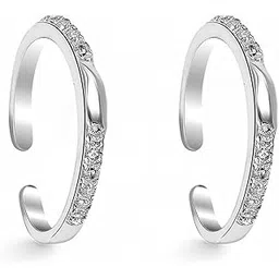 taraash 925 Sterling Silver Leaf Design with CZ Toe Ring for Women-picture-32