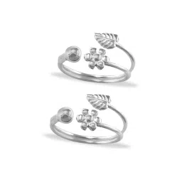 Taraash 92.5 Sterling Silver Leaf Floral Toe Rings for Women image 4