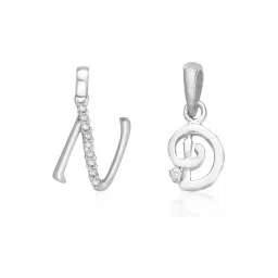 Taraash 92.5 Sterling Silver 'N' & 'D' Initial Letter Couple Pendants-picture-35
