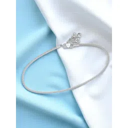 Taraash 925 Sterling Silver Plain Chain with Floral Charm Single Anklet for Women-picture-38