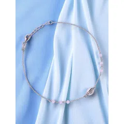 Taraash 925 Sterling Silver Sea Shell Baby Pink Beaded Single Chain Anklets for Women-picture-26