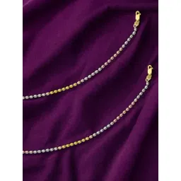 Taraash 925 Sterling Silver Tri Tone Ball Chain Anklets for Women and Girls-picture-23