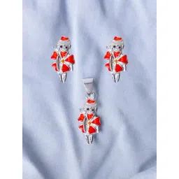 Taraash Red Enchanted Character 925 Sterling Silver Stud Earrings & Pendant Set for Kids, Girls-picture-33