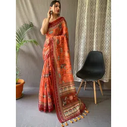 Tasarika Ethnic Motifs Printed Chanderi Saree-image-14