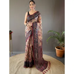 Tasarika Ethnic Motifs Printed Pure Cotton Chanderi Saree-image-18