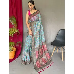 Tasarika Ethnic Motifs Printed Woven Design Chanderi Saree-image-13