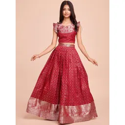 Tasarika Girls Ethnic Motifs Printed Ready to Wear Lehenga & Choli-image-3