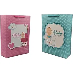 TASCHE Pink and Turquoise Baby Shower Design Assorted Paper Bags with Baby Theme | Gift Bags for Gifting, Return gifts, presents (11 * 8 * 3 Inches) (Pack of 24)-picture-11