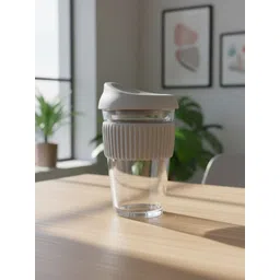 TASKHOUSE Grey & Transparent Glass Glossy Tumbler With Silicone Ring-500 ml-picture-40