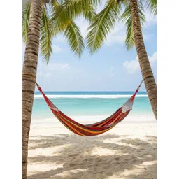 TASKHOUSE Red & Yellow Striped Cotton & Wooden Hammock Swing-picture-12