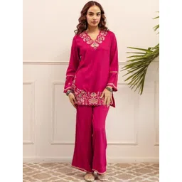 TASLIM Embroidered V-neck Viscose Rayon Co-Ords-picture-12