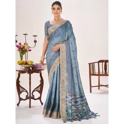 TASRIKA Ethnic Motifs Print Tussar Saree-image-29