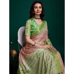 TASRIKA Ethnic Motifs Printed Sequinned Detail Saree-image-0