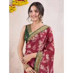 TASRIKA Ethnic Motifs Zari Poly Crepe Dabu Saree-image-6