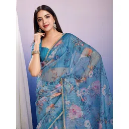 TASRIKA Floral Print Sequinned Organza Ready to Wear Saree-picture-18