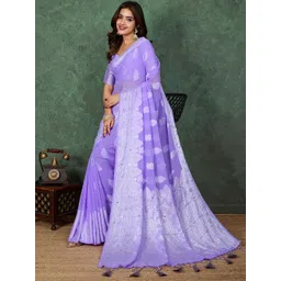 TASRIKA Purple Ethnic Motifs Aari Work Pure Georgette Saree-image-30
