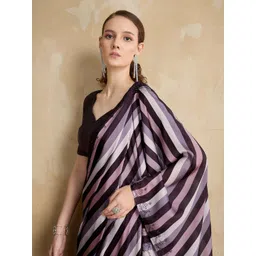 TASRIKA Striped Beads and Stones Embellished Satin Saree-picture-13