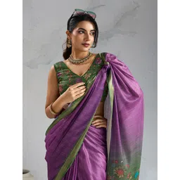 TASRIKA Woven Design Zari Border Pure Chiffon Saree-picture-21