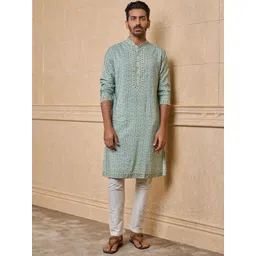 Tasva Floral Printed Mandarin Collar Straight Kurta With Trouser-picture-39