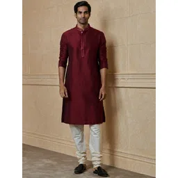 Tasva Mandarin Collar Long Sleeves Straight Kurta with Pyjama-picture-36