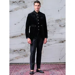 Tasva Men Black Solid 2-Piece Ethnic Bandhgala Suit-picture-15