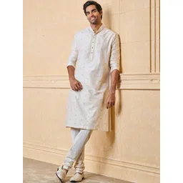 Tasva Men Ethnic Motifs Embroidered Regular Kurta with Churidar-picture-28