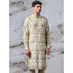 Tasva Men Green Ethnic Motifs Printed Kurta with Churidar-picture-19
