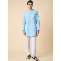 Tasva Men Woven Design Striped Pure Cotton Kurta with Pyjamas Set-picture-42