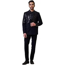 tasva Navy Embroidered Dinner Jacket-picture-44