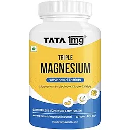 Tata 1mg Triple Magnesium Complex Tablets | Magnesium Glycinate, Citrate & Oxide Supplement | Supports Sleep, Muscle Recovery & Bone Health | Reduces Cramps & Stress – 60 Veg Tablets-picture-18