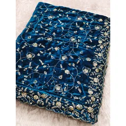 tathastufab Velvet Embroidered Blue Women Dupatta-picture-16