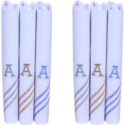 Tatsam handkerchief set for men women and boys alphabets design "A" pack of 6 handkerchief ["White"] Handkerchief-picture-28