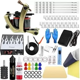 Tattoo Gizmo Basic Coil Tattoo Machines Kit For Beginners with Power Supply, Needles and Inks Complete Tattoo Kit Tattoo Machine Full Kit Set For Men Women - 1TCMK-picture-12