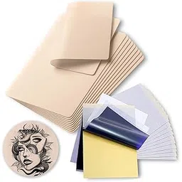 Tattoo Practice Skins with Transfer Paper - SHIELD PLUS Tattoo Skin Practice Kit Include 10pcs Tattoo Fake Skin and 20pcs Tattoo Stencil Paper Tattoo Starter Practice Kit Tattoo Supplies (30 Pieces)-picture-11