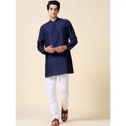 TATTVA Ethnic Motifs Embroidered Mandarin Collar Thread Work Straight Kurta-picture-10