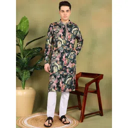 TATTVA Men Abstract Printed Regular Pure Cotton Kurta with Pyjamas-picture-32