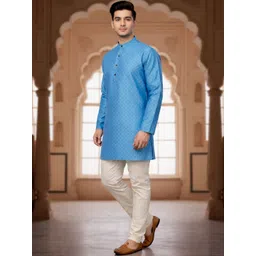 TATTVA Men Embellished Sequinned Jacquard Kurta-picture-34