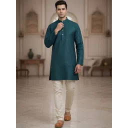 TATTVA Men Embellished Sequinned Jacquard Kurta-image-14