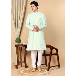 TATTVA Men Embellished Thread Work Pastels Kurta-picture-27