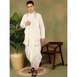 TATTVA Men Embroidered Regular Kurta with Dhoti Pants & With Dupatta-picture-32