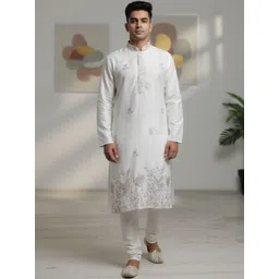 TATTVA Men Ethnic Motifs Embroidered Regular Thread Work Kurta with Churidar-picture-12