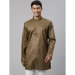 TATTVA Men Olive Green Woven Design Straight Kurta-picture-18