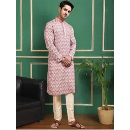 TATTVA Men Printed Regular Kurta with Pyjamas image 3