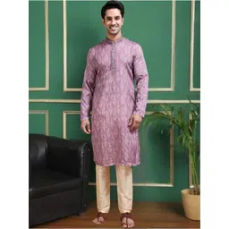 TATTVA Men Printed Regular Thread Work Kurta with Pyjamas-picture-35