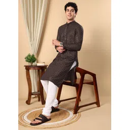 TATTVA Men Thread Work Pastels Kurta-picture-14