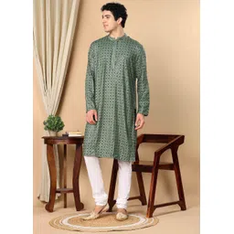 TATTVA Men Thread Work Pastels Kurta-picture-26