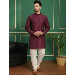 TATTVA Men Thread Work Pastels Kurta-picture-40
