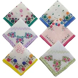 taur tappa Hanky Set For Women Girls Female Ladies Soft Cotton Cute Floral Flower Printed Hanky Hankies Rumal Handkerchief Combo - Pack of 6-picture-50